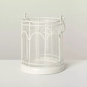 Hearth & Hand 2ct Outdoor Stake Candle Lantern‎ Powder Coated Finish White NIB